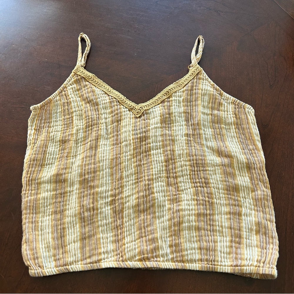 Aerie | 100% Cotton Striped Orange Sleeveless Top - Picture 3 of 5